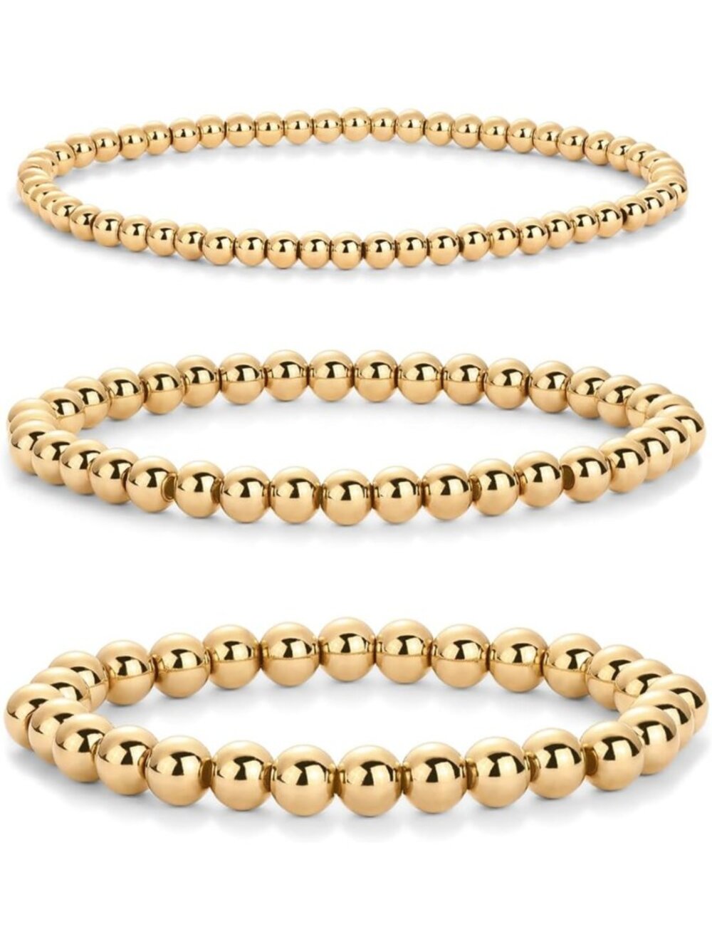 Waterproof Beaded Bracelets for Women - Set of 3 Stretchy Fashion Jewelry